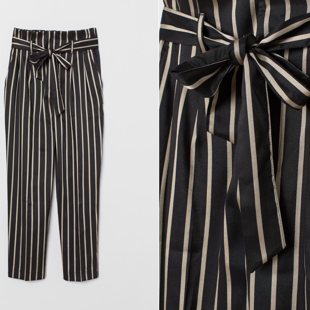 H & M Navy Stripe Paperbag Pant Sz-10 Like New